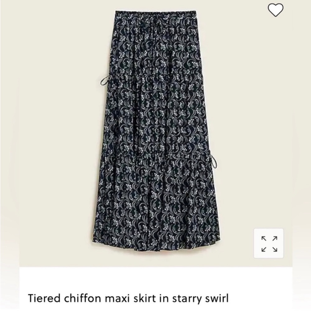 J.Crew, NWOT chiffon tiere skirt in starry swirl